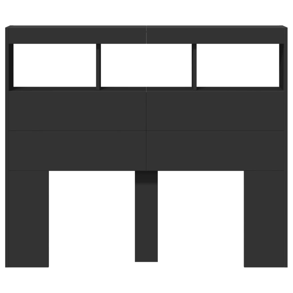 vidaXL Κεφαλάρι με Αποθηκευτικό Χώρο και LED Μαύρο 120 x 17 x 102 εκ.