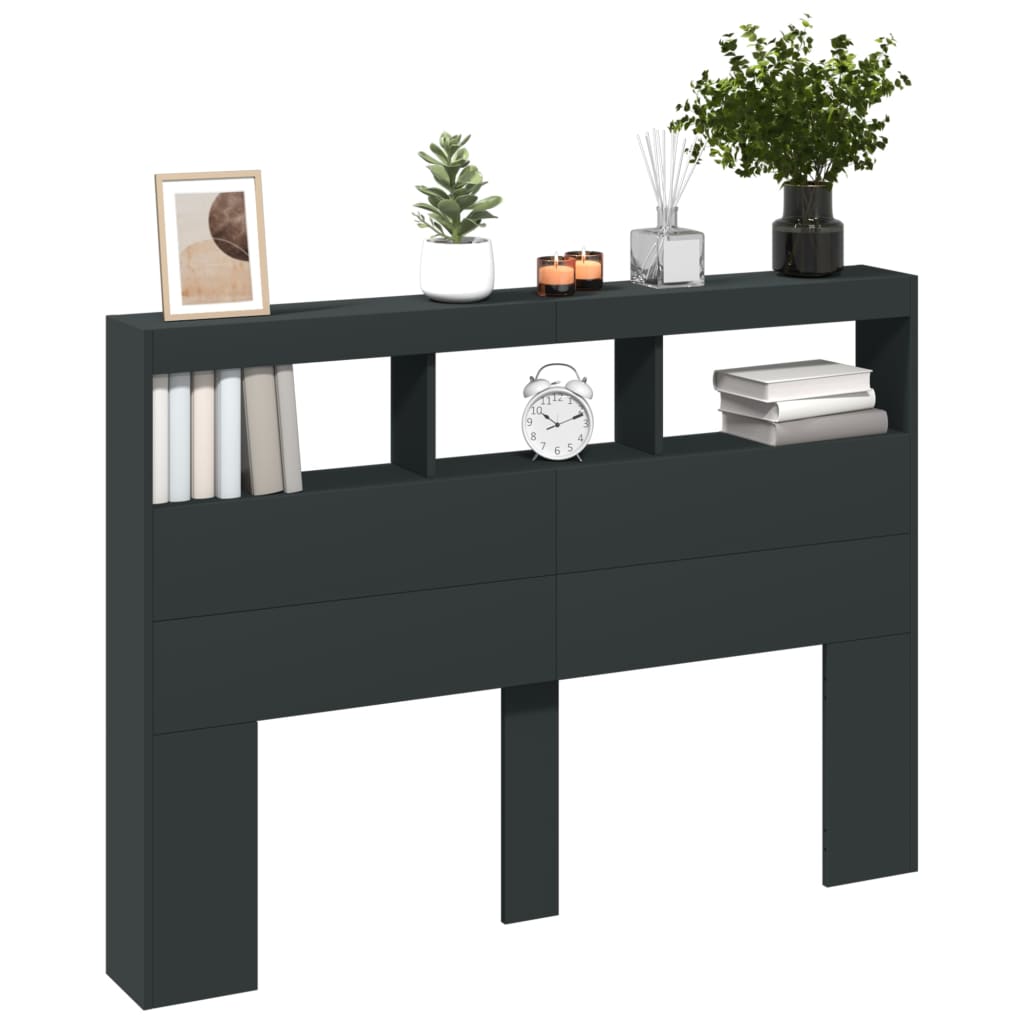 vidaXL Κεφαλάρι με Αποθηκευτικό Χώρο και LED Μαύρο 140 x 17 x 102 εκ.