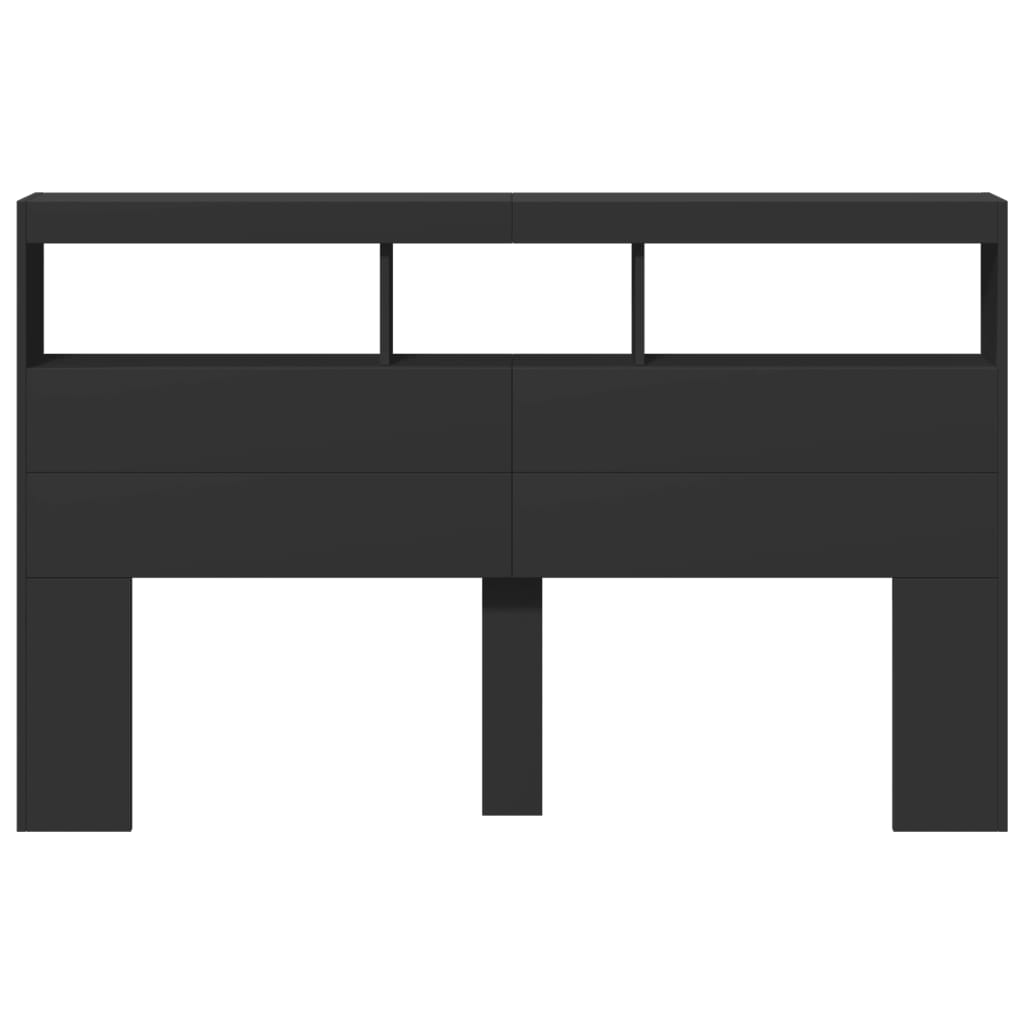 vidaXL Κεφαλάρι με Αποθηκευτικό Χώρο και LED Μαύρο 160 x 17 x 102 εκ.