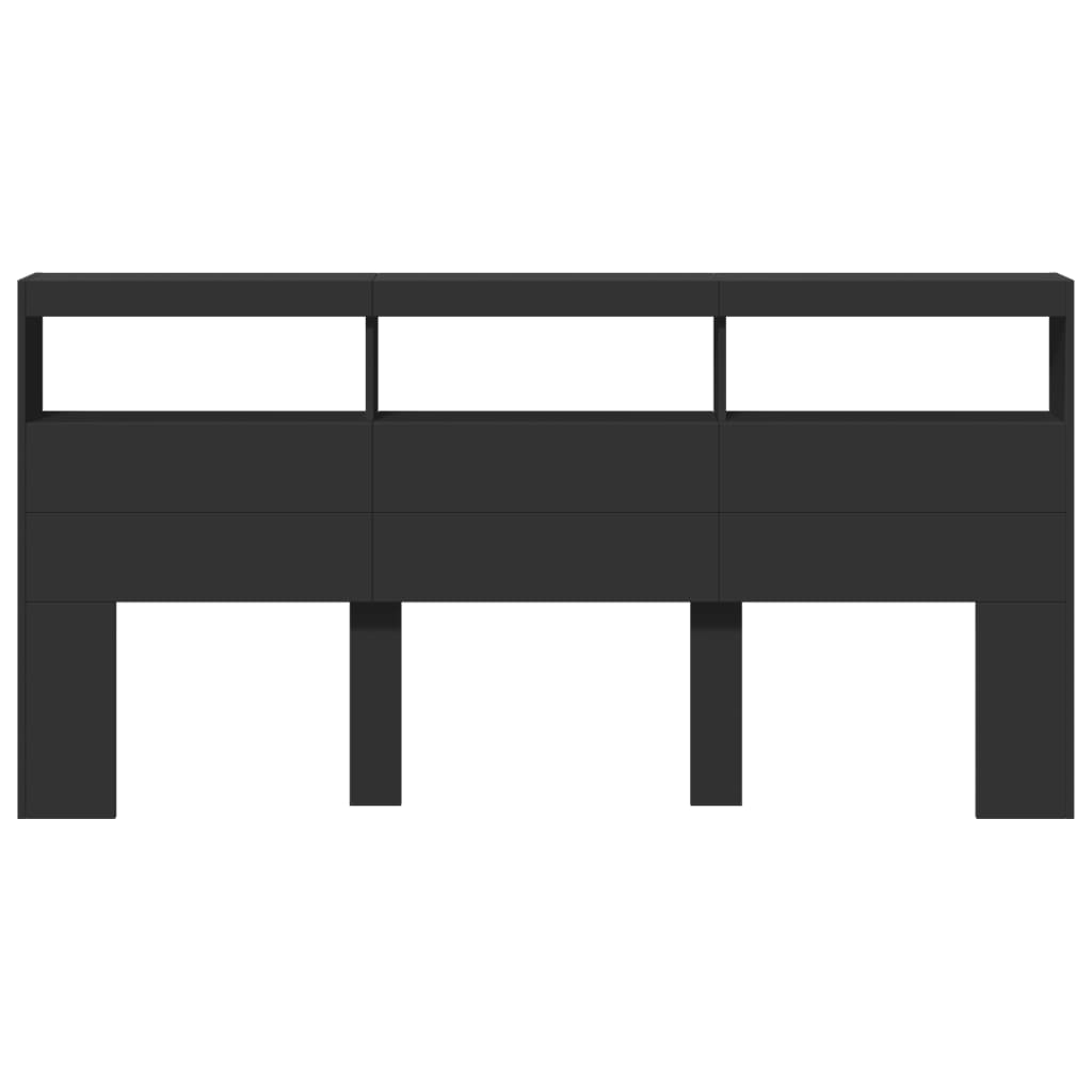 vidaXL Κεφαλάρι με Αποθηκευτικό Χώρο και LED Μαύρο 200 x 17 x 102 εκ.