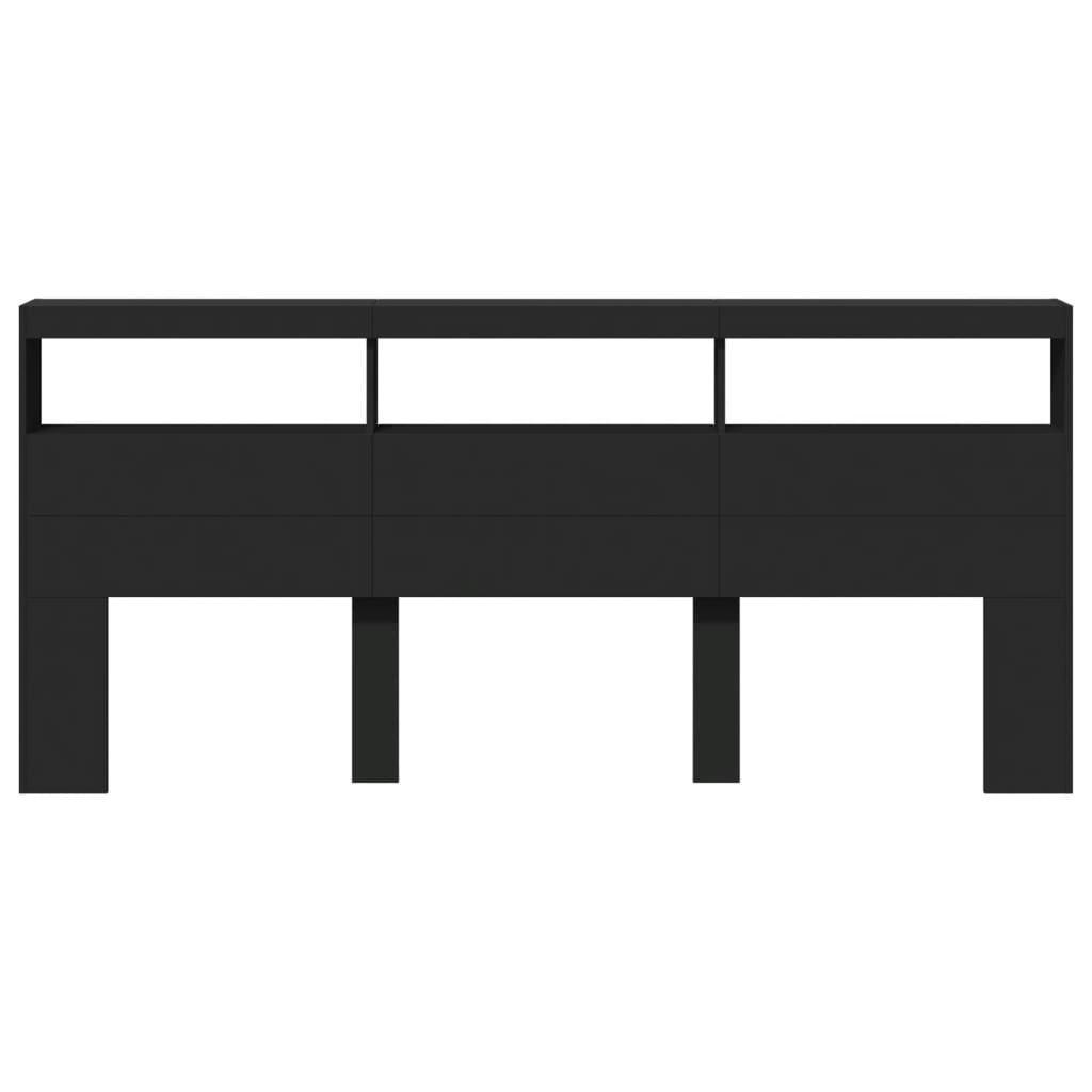 vidaXL Κεφαλάρι με Αποθηκευτικό Χώρο και LED Μαύρο 220 x 17 x 102 εκ.
