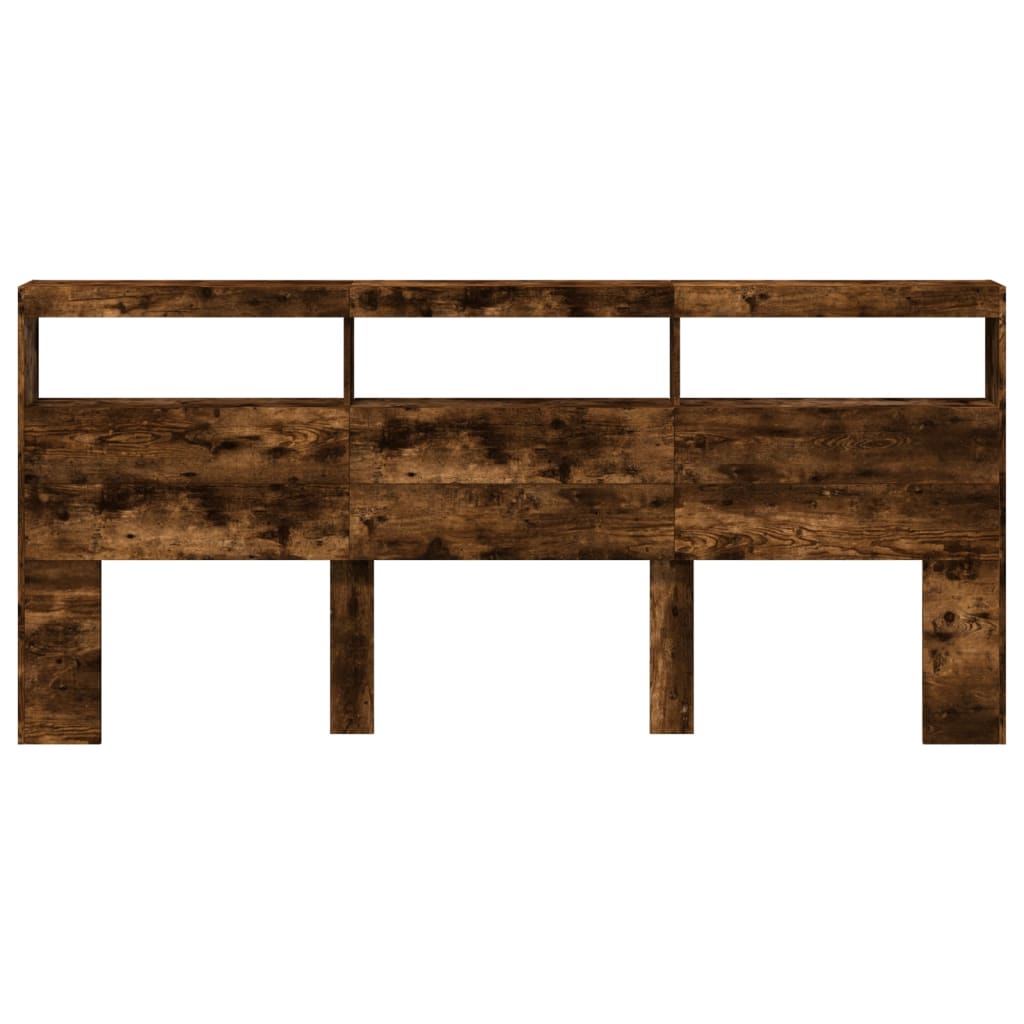 vidaXL Κεφαλάρι με Αποθηκευτικό Χώρο & LED Καπνιστή Δρυς 220x17x102εκ.