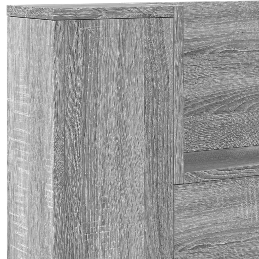 vidaXL Κεφαλάρι με Αποθηκ. Χώρο & LED Γκρι Sonoma 220x16,5x103,5 εκ.