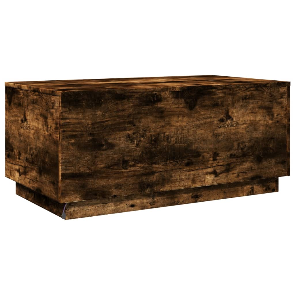 vidaXL Τραπεζάκι Σαλονιού με LED Καπνιστή Δρυς 90 x 50 x 40 εκ.