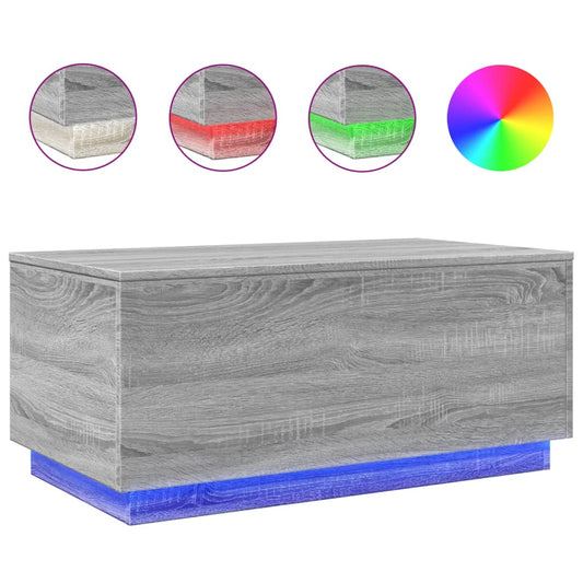 vidaXL Τραπεζάκι Σαλονιού με LED Γκρι Sonoma 90 x 50 x 40 εκ.