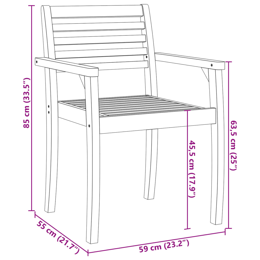 vidaXL Καρέκλες Κήπου 2 τεμ. 59x55x85 εκ. από Μασίφ Ξύλο Ακακίας
