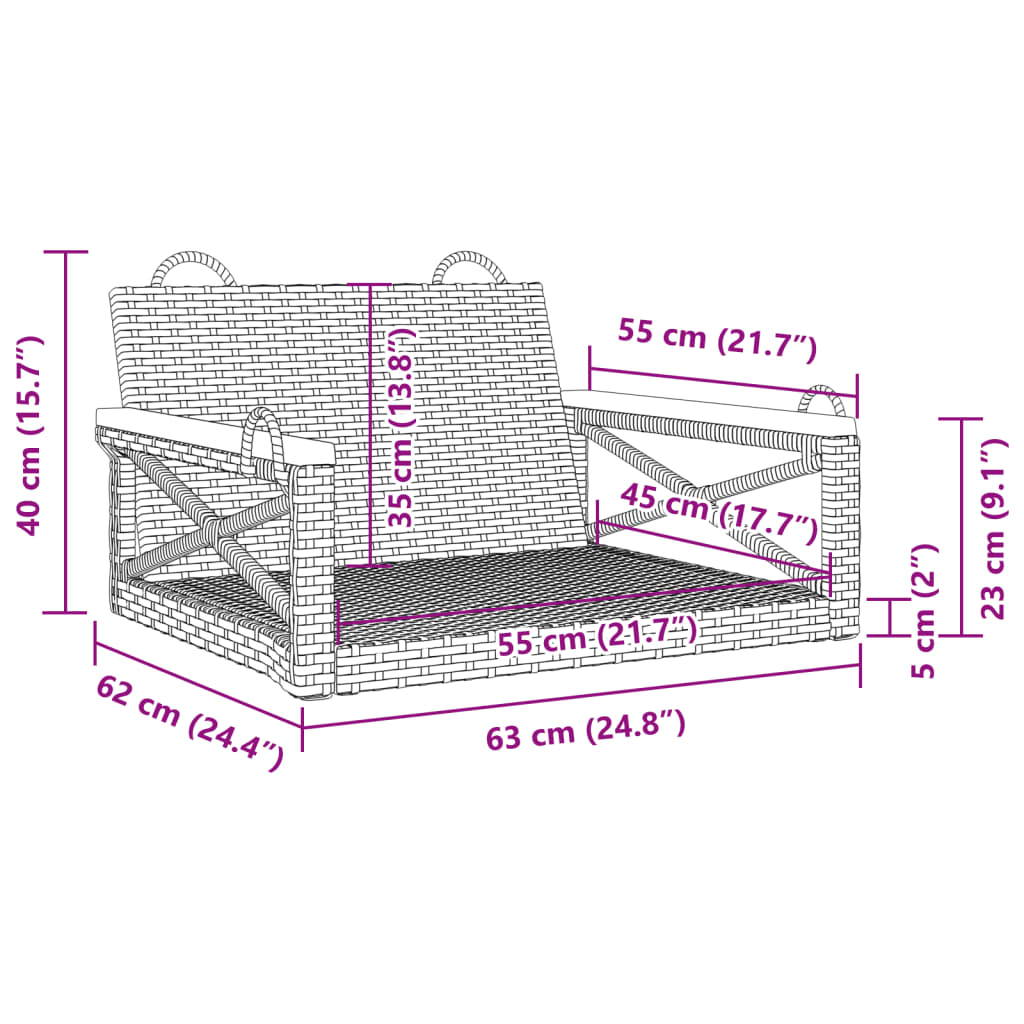 vidaXL Παγκάκι Κούνια Μπεζ 63x62x40 εκ. από Συνθετικό Ρατάν