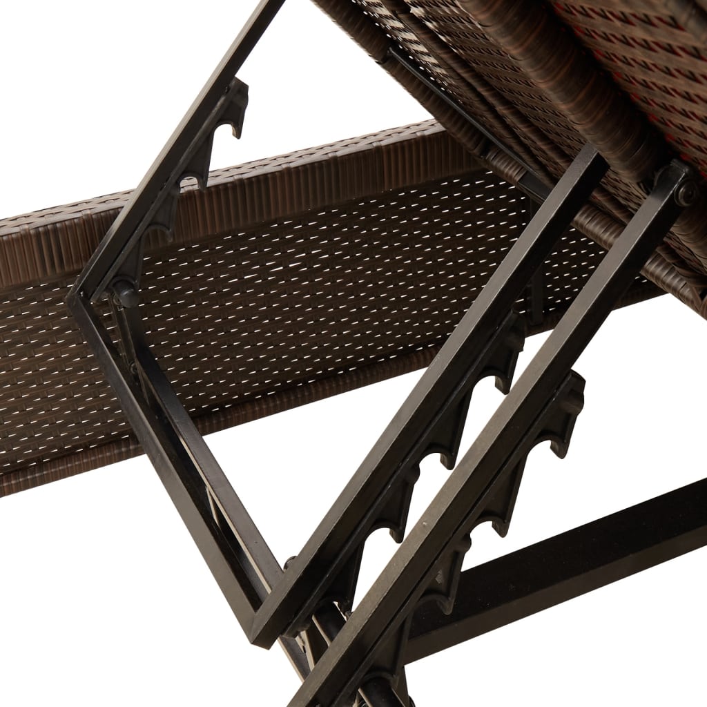 vidaXL Ξαπλώστρα Διπλή Καφέ από Συνθετικό Ρατάν με Μαξιλάρια