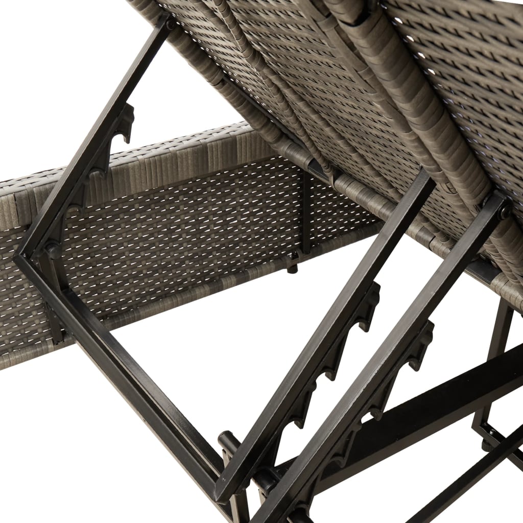 vidaXL Ξαπλώστρα Διπλή Γκρι από Συνθετικό Ρατάν με Μαξιλάρια