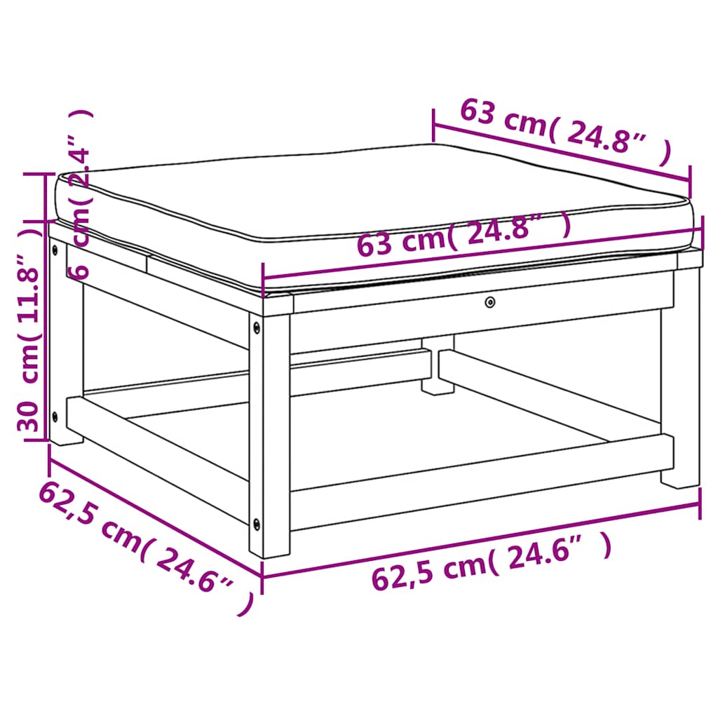 vidaXL Υποπόδιο Κήπου με Μαξιλάρια από Μασίφ Ξύλο Ακακίας