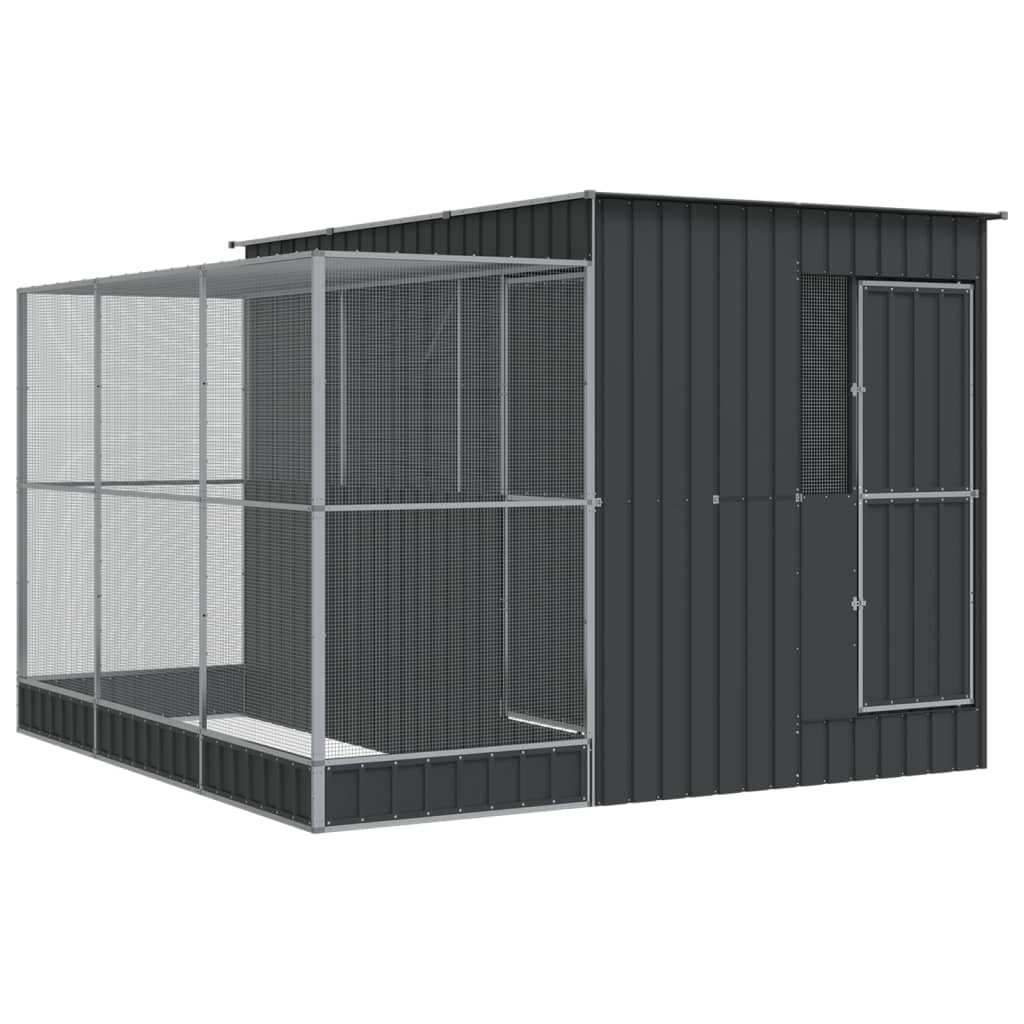 vidaXL Πτηνοθήκη με Προέκταση Ασημί 290x303x216 εκ. από Ατσάλι