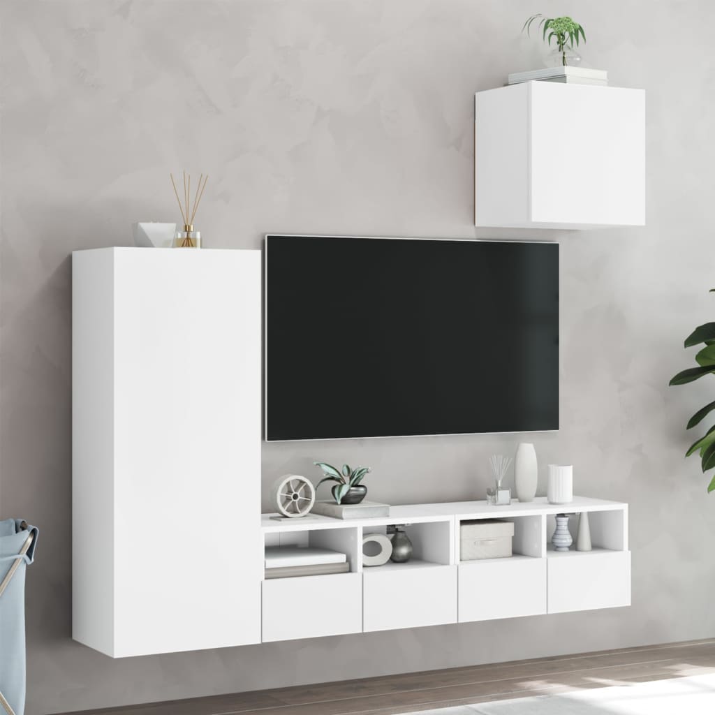 vidaXL Έπιπλα Τοίχου Τηλεόρασης 4 Τεμ. Λευκά από Επεξεργασμένο Ξύλο