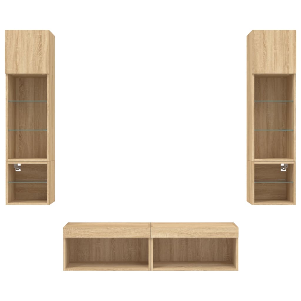 vidaXL Έπιπλα Τοίχου Τηλεόρασης 6 τεμ. LED Sonoma Δρυς από Επεξ. Ξύλο