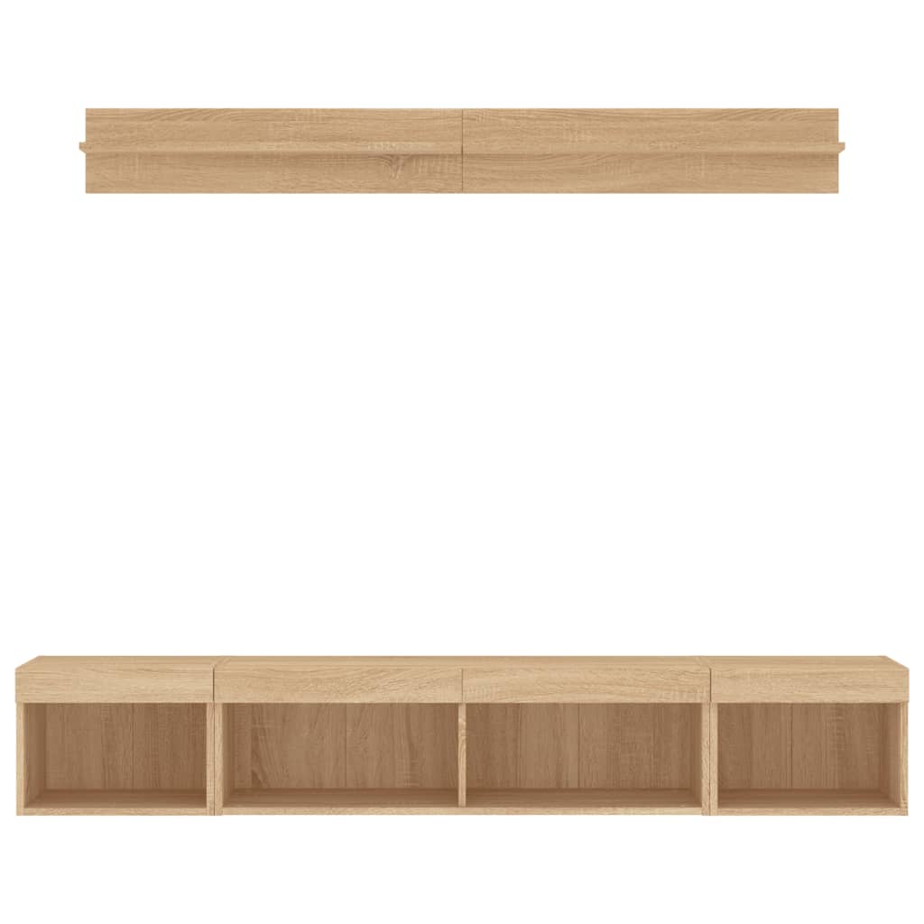 vidaXL Έπιπλα Τοίχου Τηλεόρασης 5 τεμ. LED Sonoma Δρυς από Επεξ. Ξύλο