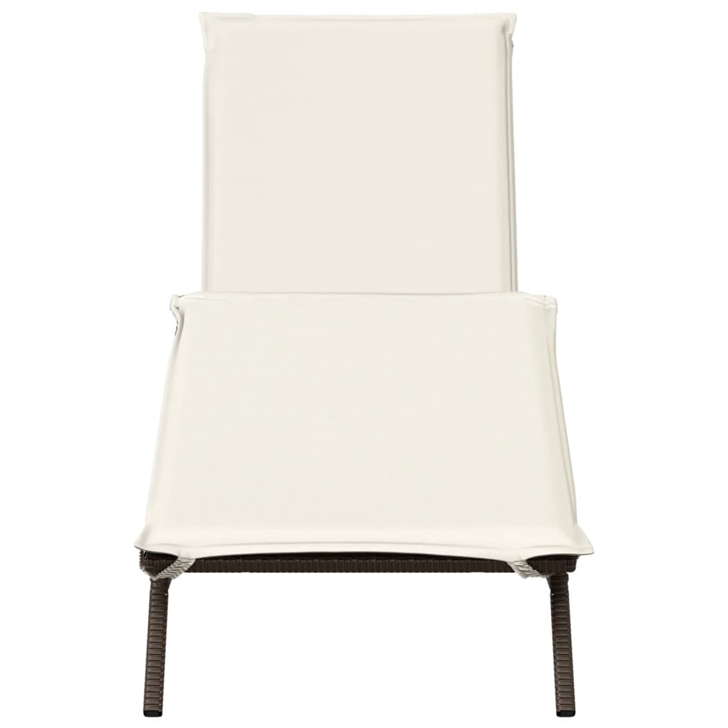 vidaXL Ξαπλώστρα Καφέ από Συνθετικό Ρατάν με Μαξιλάρια