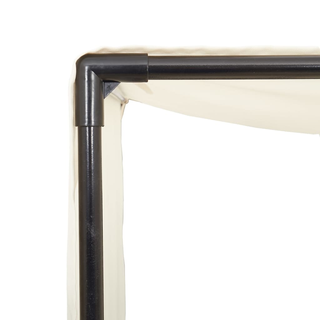 vidaXL Ξαπλώστρα Διπλή Καφέ από Συνθετικό Ρατάν με Οροφή / Κουρτίνες