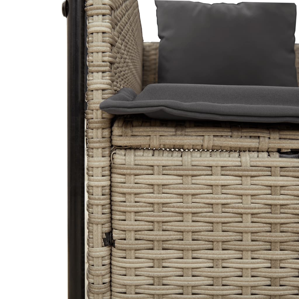 vidaXL Ξαπλώστρα Διπλή Αν. Γκρι Συνθετικό Ρατάν Σκίαστρο και Μαξιλάρια