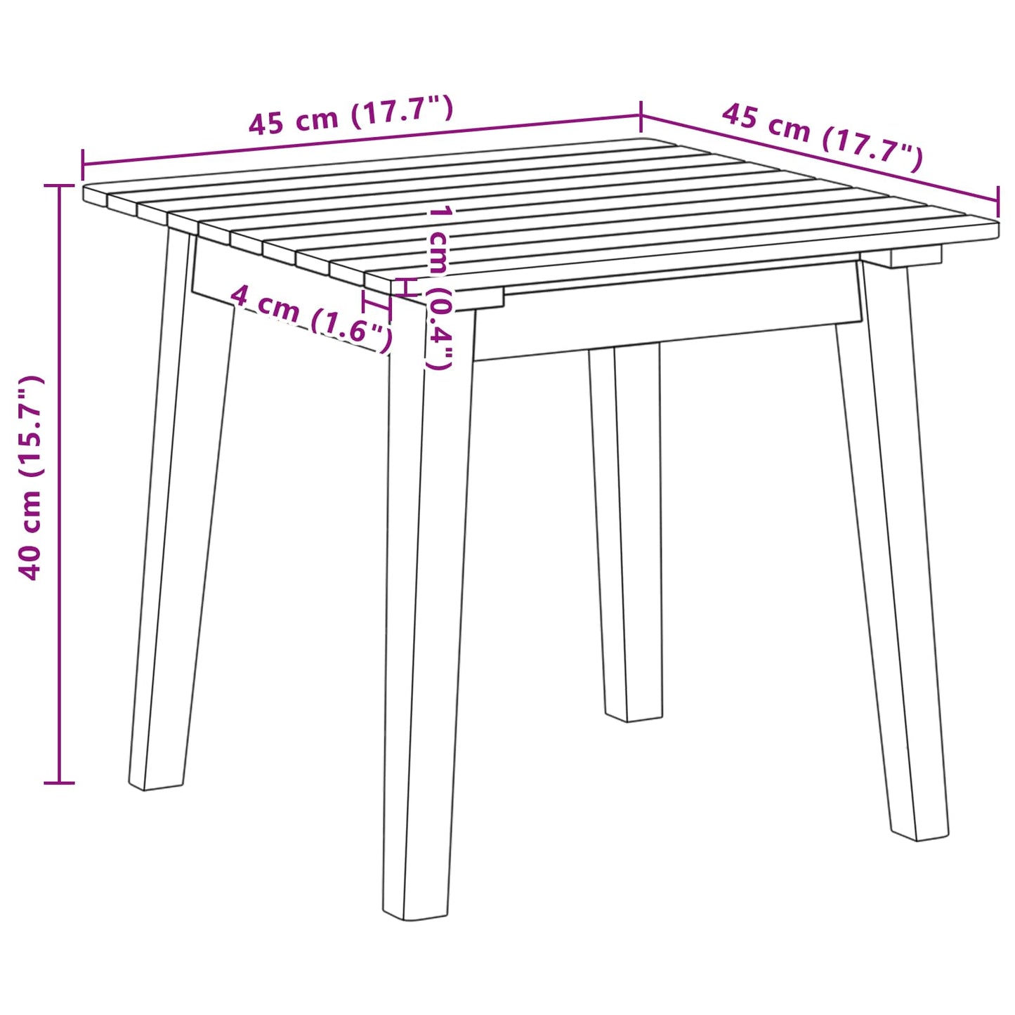 vidaXL Τραπεζάκι Πλευράς Καφέ 45 x 45 x 40 cm Στερεό Ξύλο Ακακίας