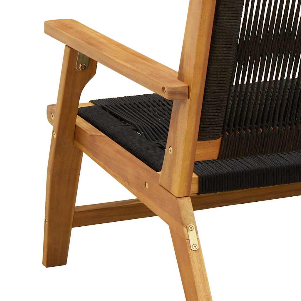 vidaXL Πάγκος Κήπου Μαύρος 76x122x73 εκ. Μασίφ Ξύλο Ακακίας