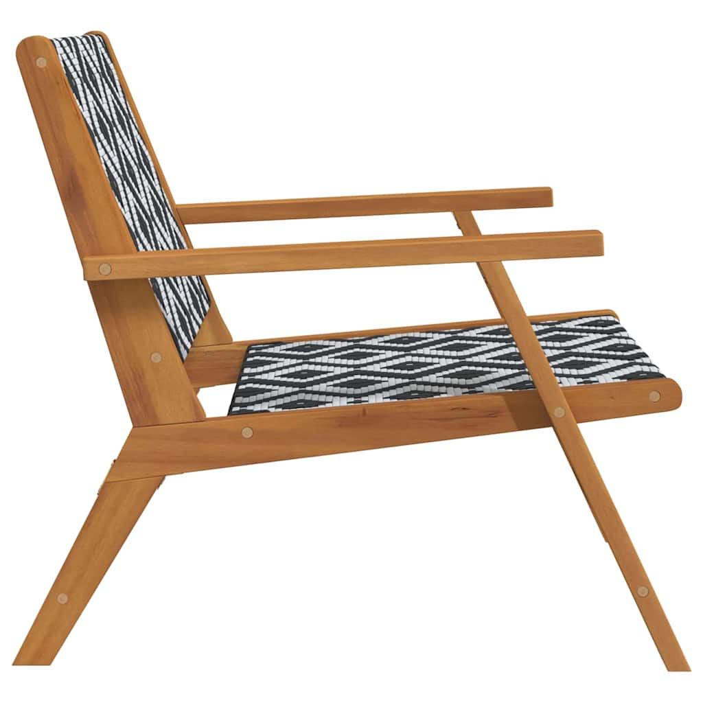 vidaXL Καρέκλες Κήπου 2 τεμ Μαύρες και Λευκές 76x67x73 εκ Μασίφ Ξύλο Ακακίας