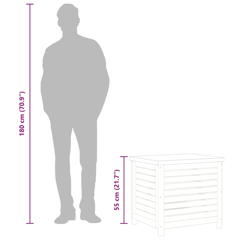 vidaXL Μπαούλο Αποθήκευσης Κήπου 60x50x55εκ. από Μασίφ Ξύλο Ευκαλύπτου