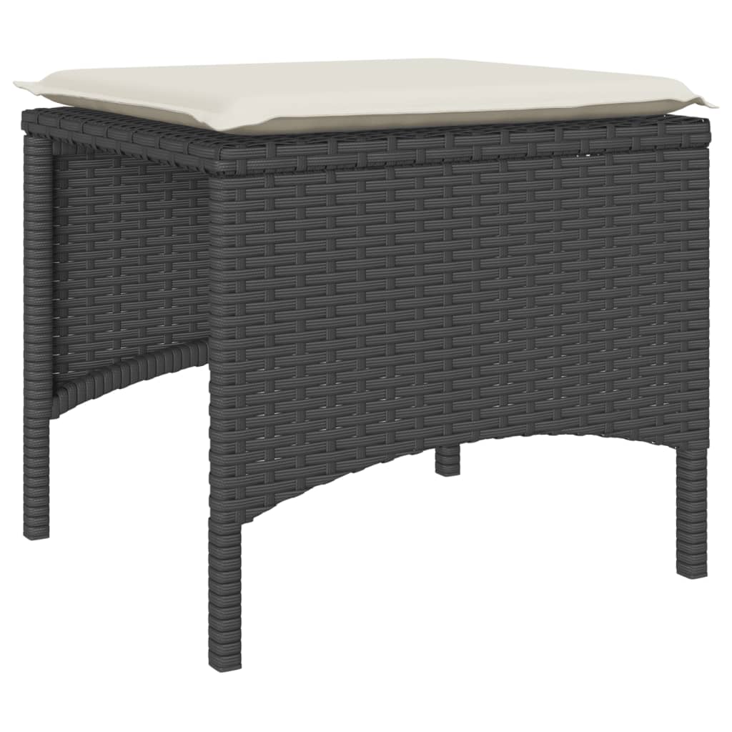 vidaXL Καναπές Κήπου Διθέσιος με Τραπέζι & Σκαμπό Μαύρος Συνθ. Ρατάν