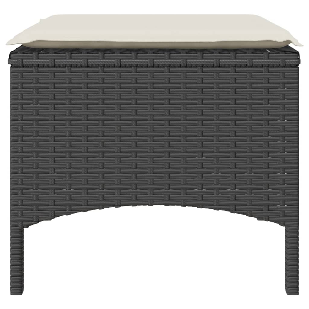 vidaXL Καναπές Κήπου Διθέσιος με Τραπέζι & Σκαμπό Μαύρος Συνθ. Ρατάν