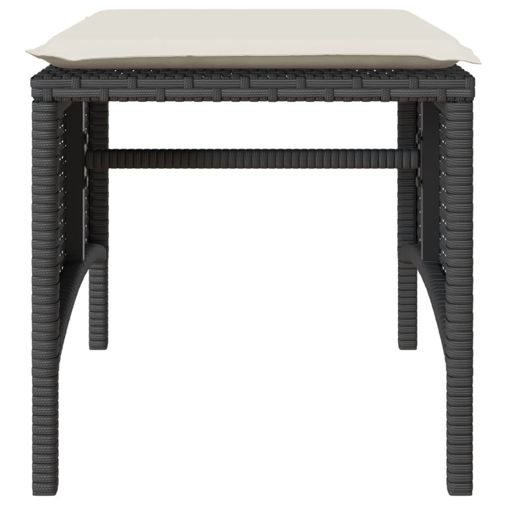 vidaXL Καναπές Κήπου Διθέσιος με Τραπέζι & Σκαμπό Μαύρος Συνθ. Ρατάν