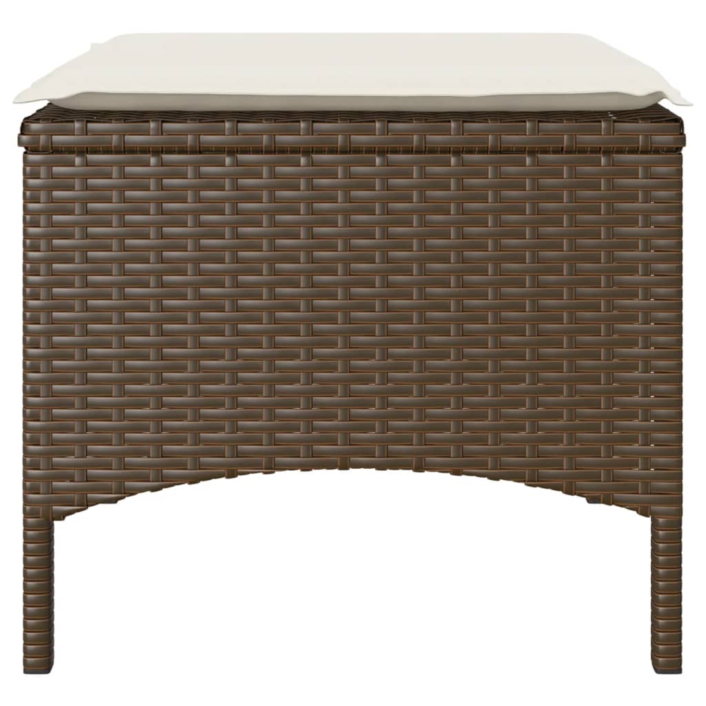 vidaXL Καναπές Κήπου Διθέσιος με Τραπέζι & Σκαμπό Καφέ Συνθ. Ρατάν