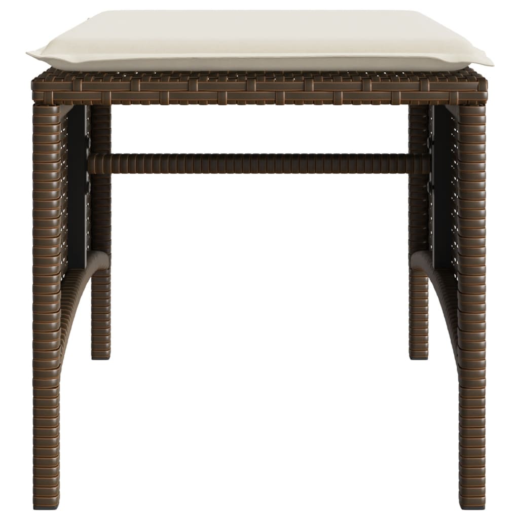 vidaXL Καναπές Κήπου Διθέσιος με Τραπέζι & Σκαμπό Καφέ Συνθ. Ρατάν