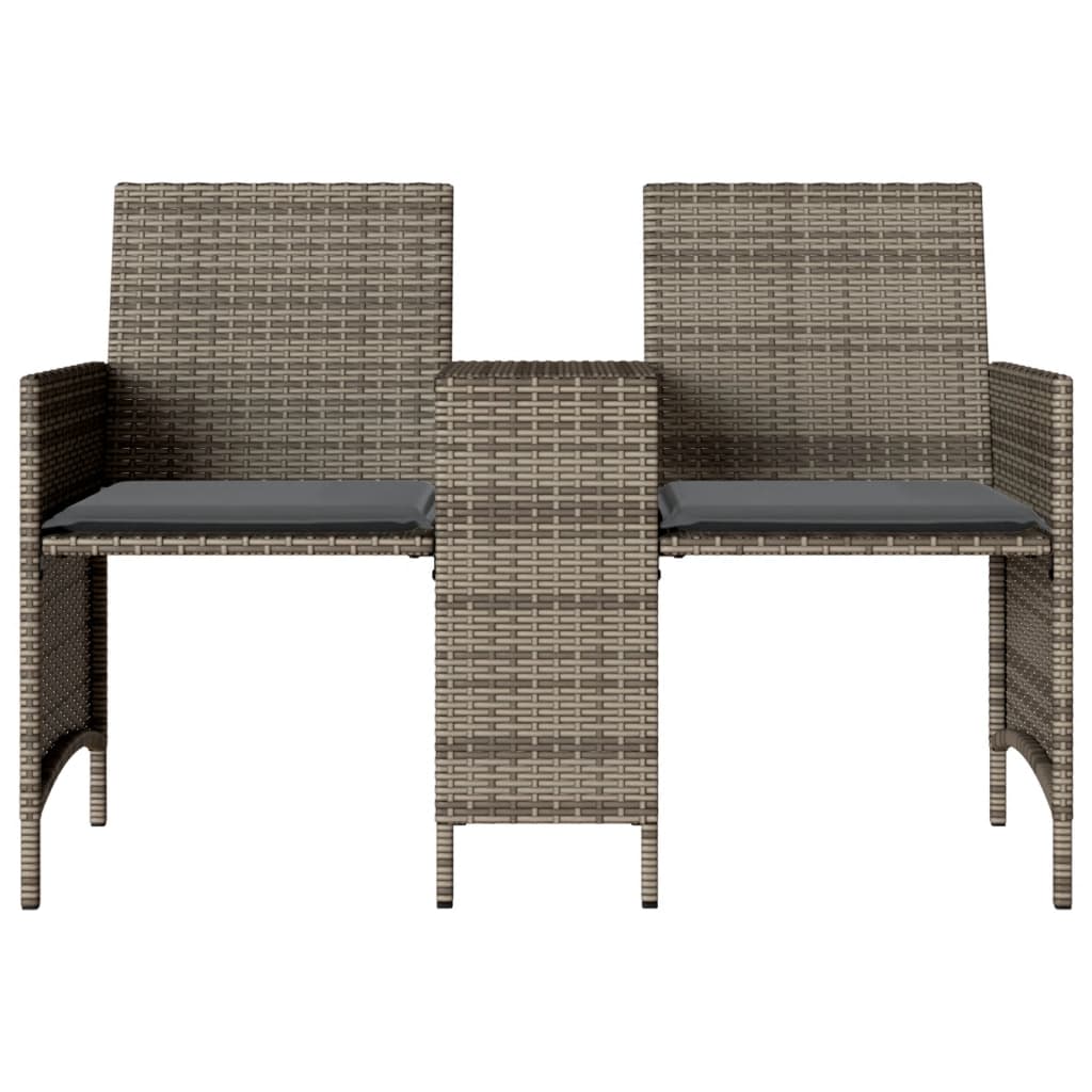 vidaXL Καναπές Κήπου Διθέσιος με Τραπέζι & Σκαμπό Γκρι Συνθ. Ρατάν