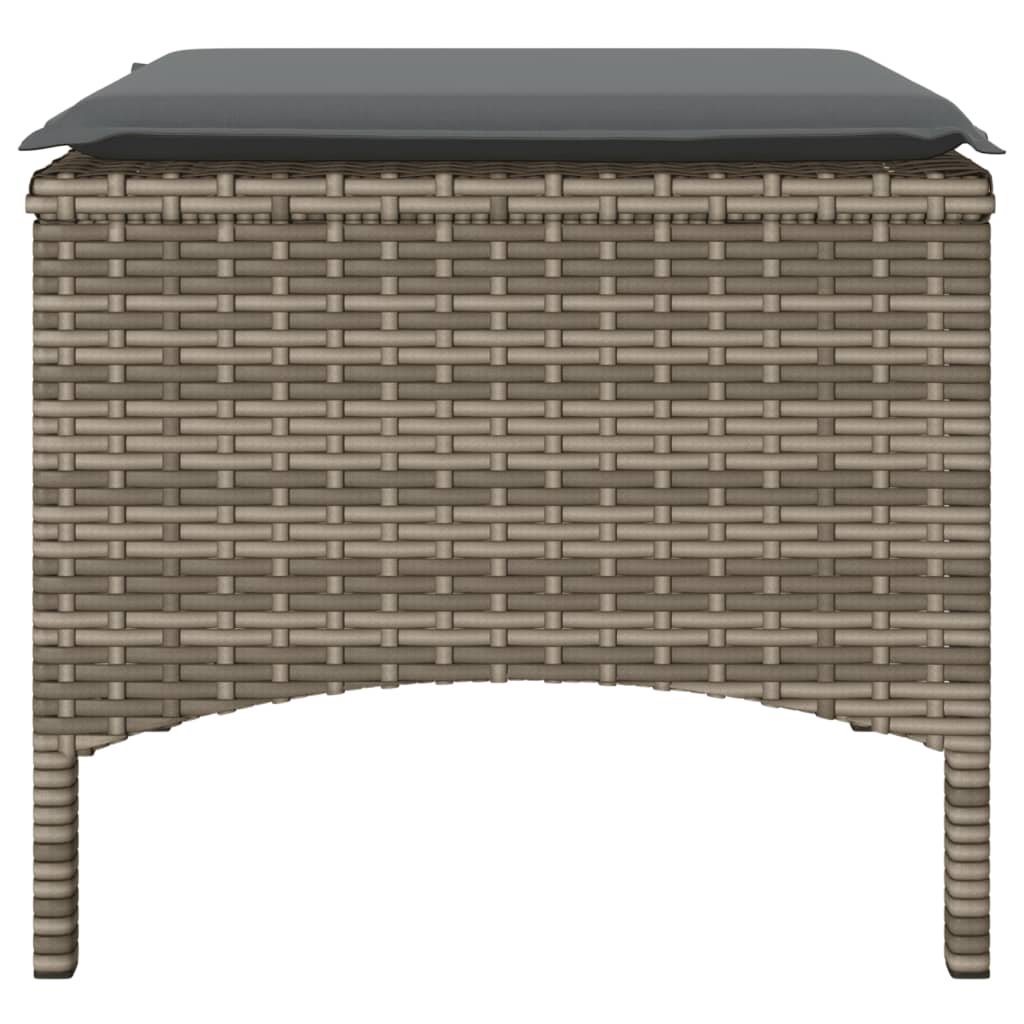 vidaXL Καναπές Κήπου Διθέσιος με Τραπέζι & Σκαμπό Γκρι Συνθ. Ρατάν