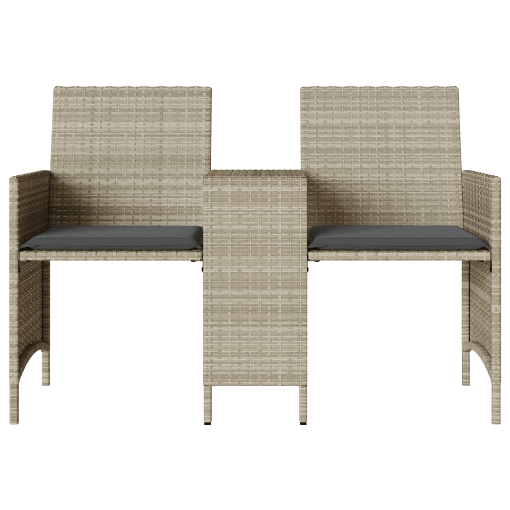 vidaXL Καναπές Κήπου Διθέσιος με Τραπέζι+Σκαμπό Αν. Γκρι Συνθ. Ρατάν