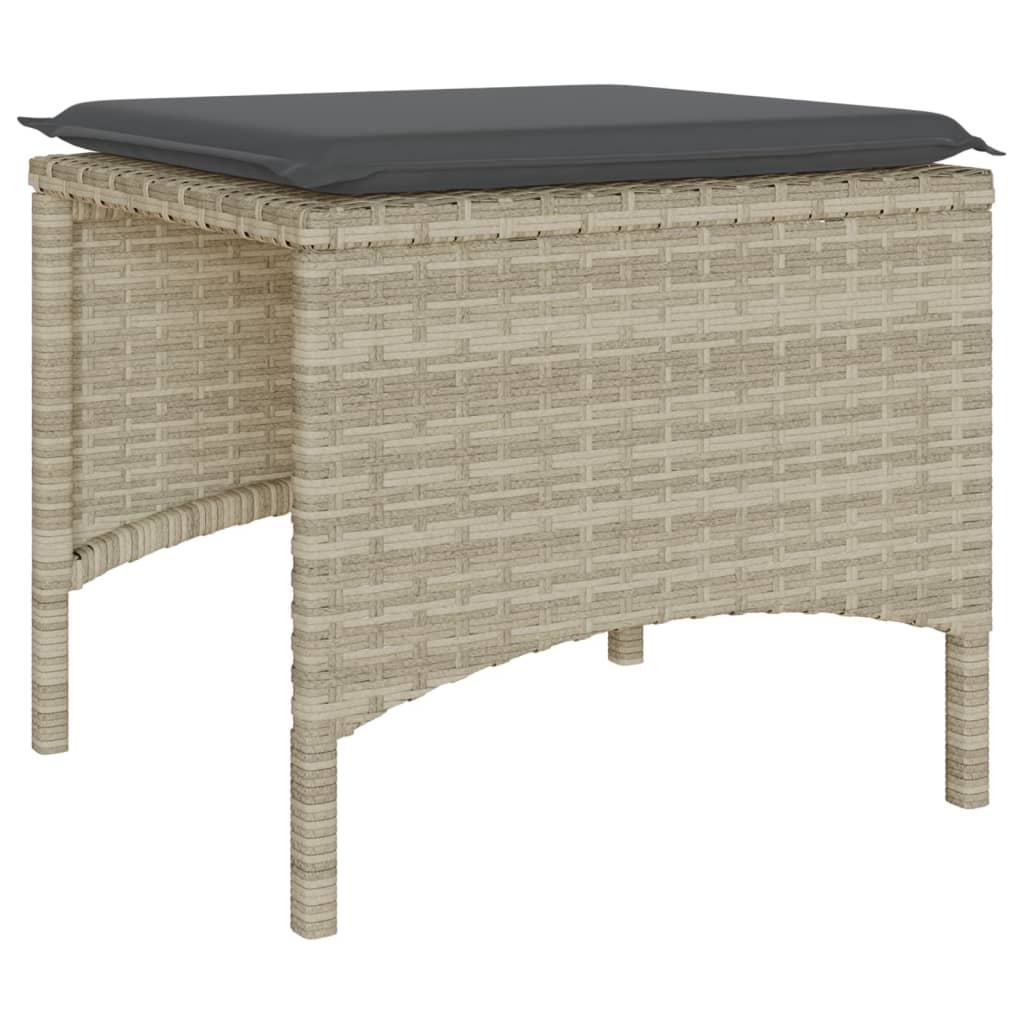 vidaXL Καναπές Κήπου Διθέσιος με Τραπέζι+Σκαμπό Αν. Γκρι Συνθ. Ρατάν