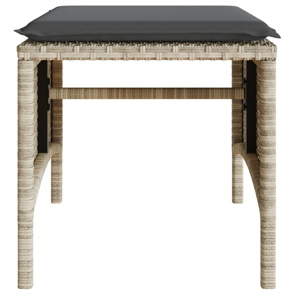 vidaXL Καναπές Κήπου Διθέσιος με Τραπέζι+Σκαμπό Αν. Γκρι Συνθ. Ρατάν