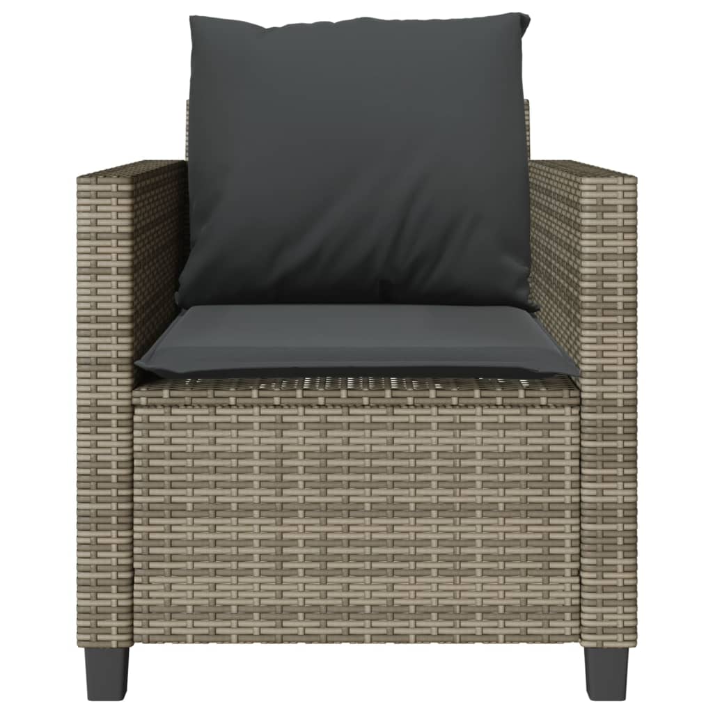 vidaXL Σετ Επίπλων Bistro 3 τεμ Γκρι Συνθετικό Ρατάν με Μαξιλάρια