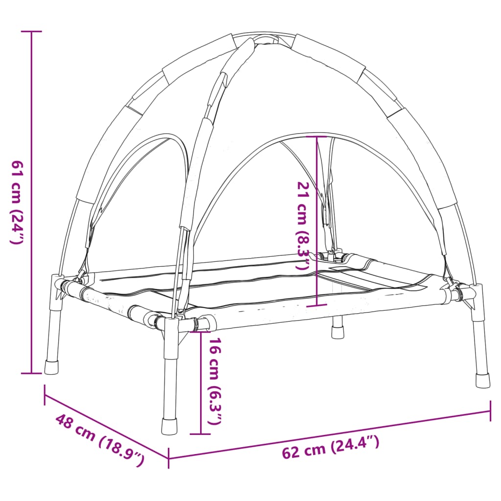 vidaXL Κρεβάτι Σκύλου με Σκίαστρο Ανθρακί Ύφασμα Oxford και Ατσάλι