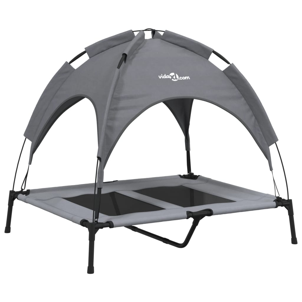 vidaXL Κρεβάτι Σκύλου με Σκίαστρο Ανθρακί Ύφασμα Oxford και Ατσάλι