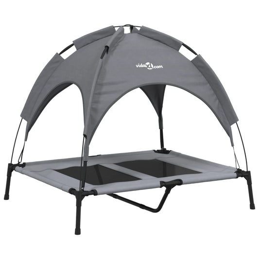 vidaXL Κρεβάτι Σκύλου με Σκίαστρο Ανθρακί Ύφασμα Oxford και Ατσάλι