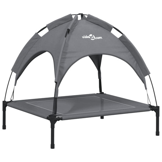 vidaXL Κρεβάτι Σκύλου με Σκίαστρο Ανθρακί Ύφασμα Oxford και Ατσάλι