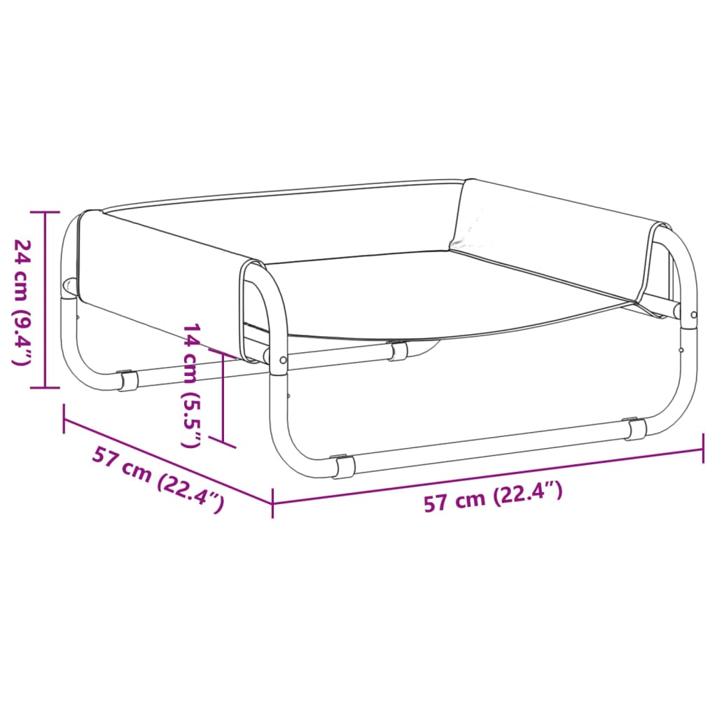 vidaXL Κρεβάτι Σκύλου Υπερυψωμένο Ανθρακί από Ύφασμα Oxford και Ατσάλι