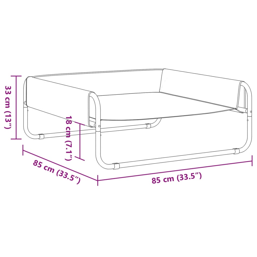 vidaXL Κρεβάτι Σκύλου Υπερυψωμένο Ανθρακί από Ύφασμα Oxford και Ατσάλι