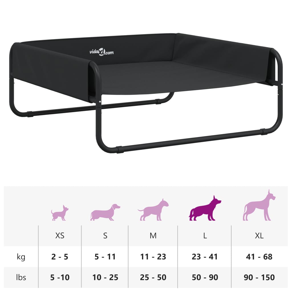 vidaXL Κρεβάτι Σκύλου Υπερυψωμένο Ανθρακί από Ύφασμα Oxford και Ατσάλι