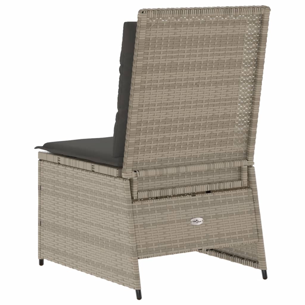 vidaXL Καναπές Κήπου Ανακλινόμενος Αν. Γκρι Συνθ. Ρατάν με Μαξιλάρια