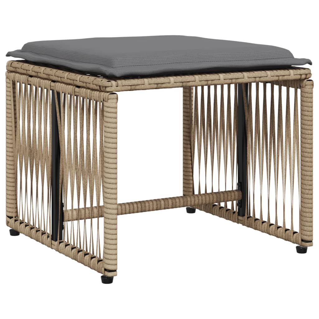 vidaXL Σετ Τραπεζαρίας Κήπου 7 τεμ. Μπεζ Συνθετικό Ρατάν με Μαξιλάρια