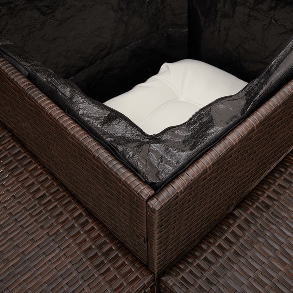 vidaXL Καναπές Κήπου Γωνιακός Καφέ Συνθ. Ρατάν Τραπέζι + Μαξιλάρια