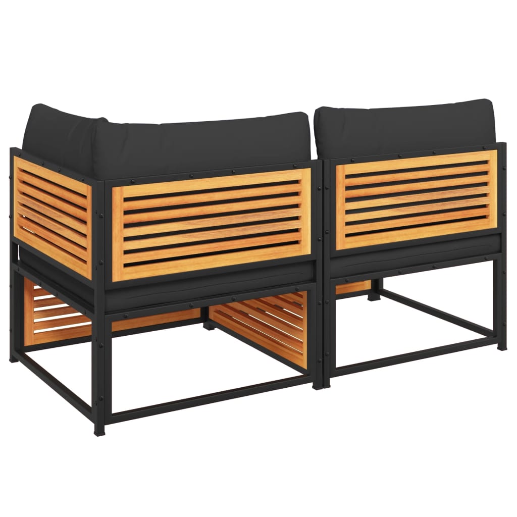 vidaXL Καναπές Κήπου Διθέσιος από Μασίφ Ξύλο Ακακίας με Μαξιλάρια