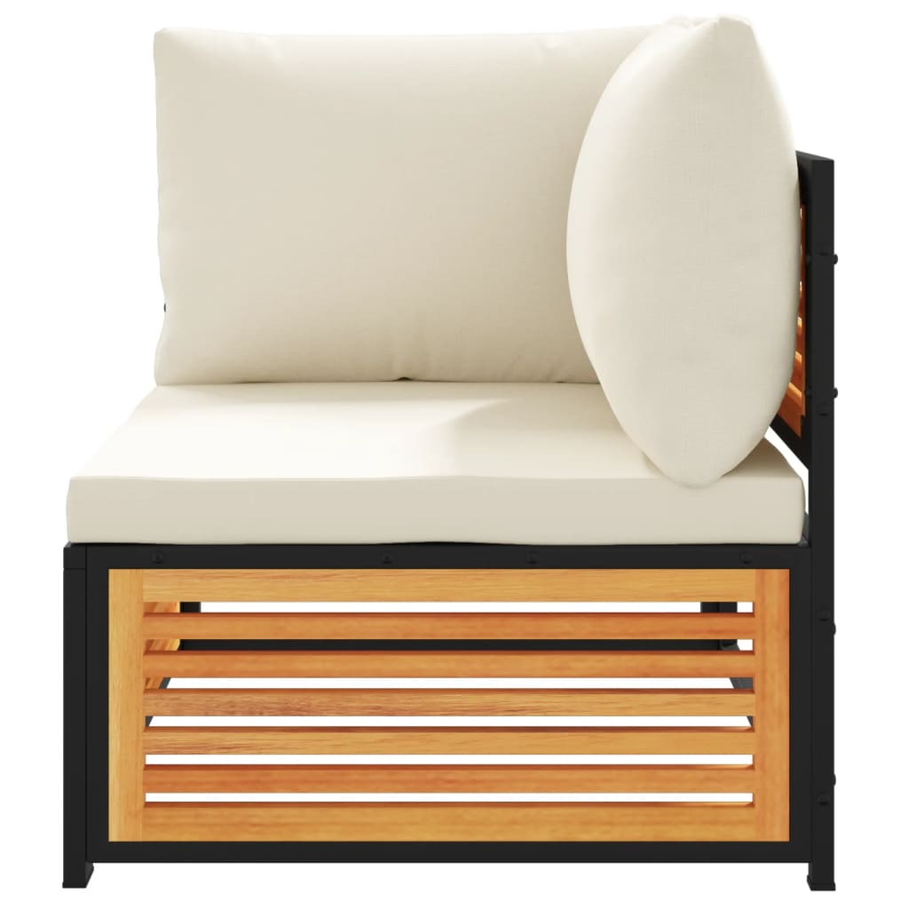 vidaXL Καναπές Κήπου Γωνιακός Μασίφ Ξύλο Ακακίας με Μαξιλάρια