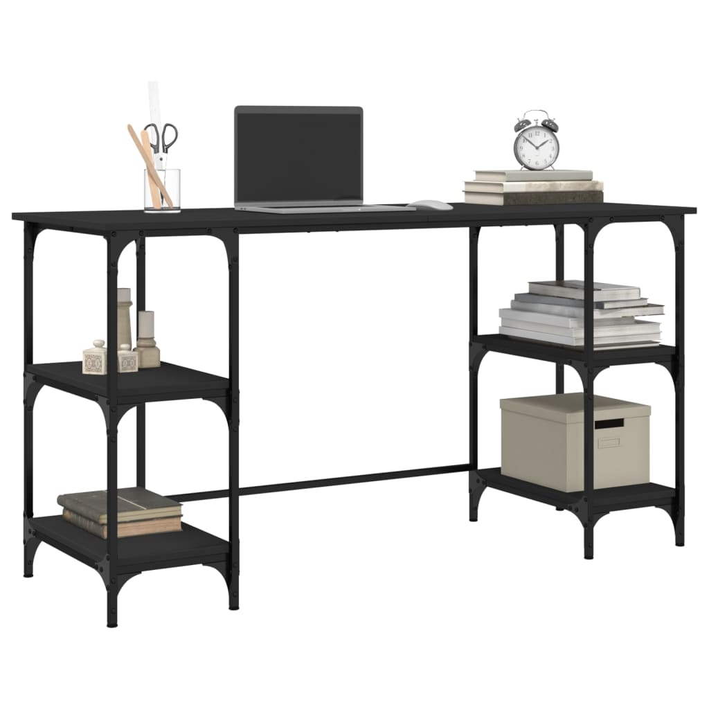 vidaXL Γραφείο Μαύρο 140 x 50 x 75 εκ. Μέταλλο & Επεξεργασμένο Ξύλο