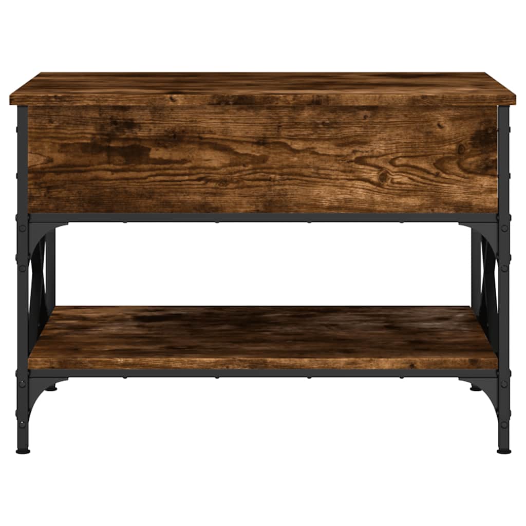 vidaXL Τραπεζάκι Σαλονιού Καπνιστή Δρυς 70x50x50 εκ. Επ. Ξύλο&Μέταλλο